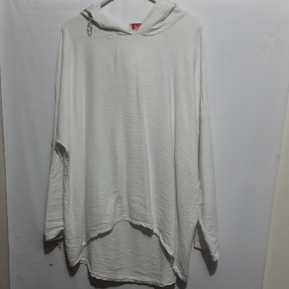 YOLLY MADE‎ IN ITALY White Hooded Popover Coverup
